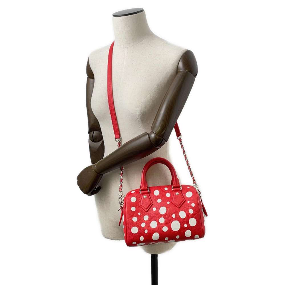 LOUIS VUITTON LV × YK Speedy Bandouliere Rouge/Blanc M46411 Monogram Empreinte Leather Infinity Dot Size 20