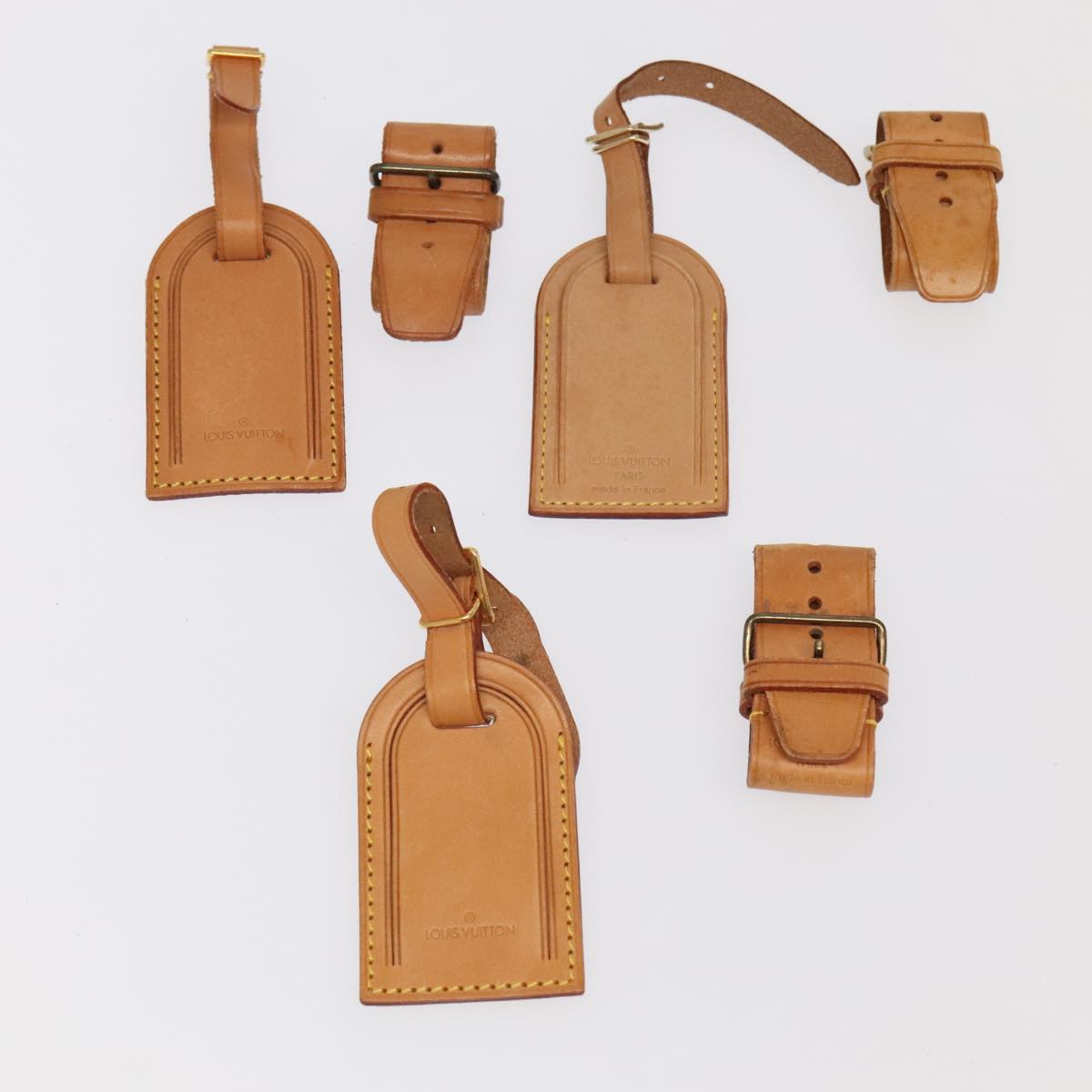 LOUIS VUITTON Powanie Name Tag Leather 10set Beige LV 98151