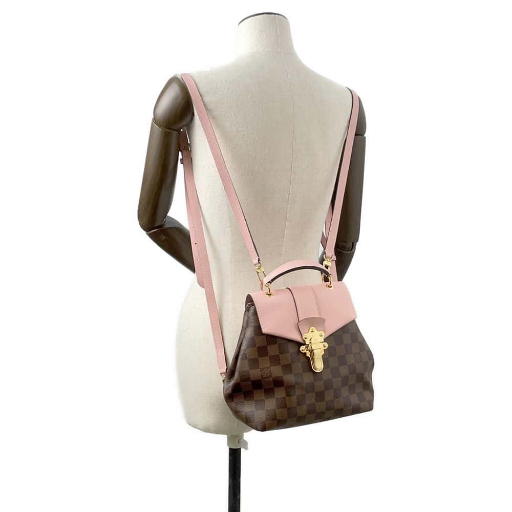 LOUIS VUITTON Clapton Backpack Pink N42262 Damier Ebene Canvas