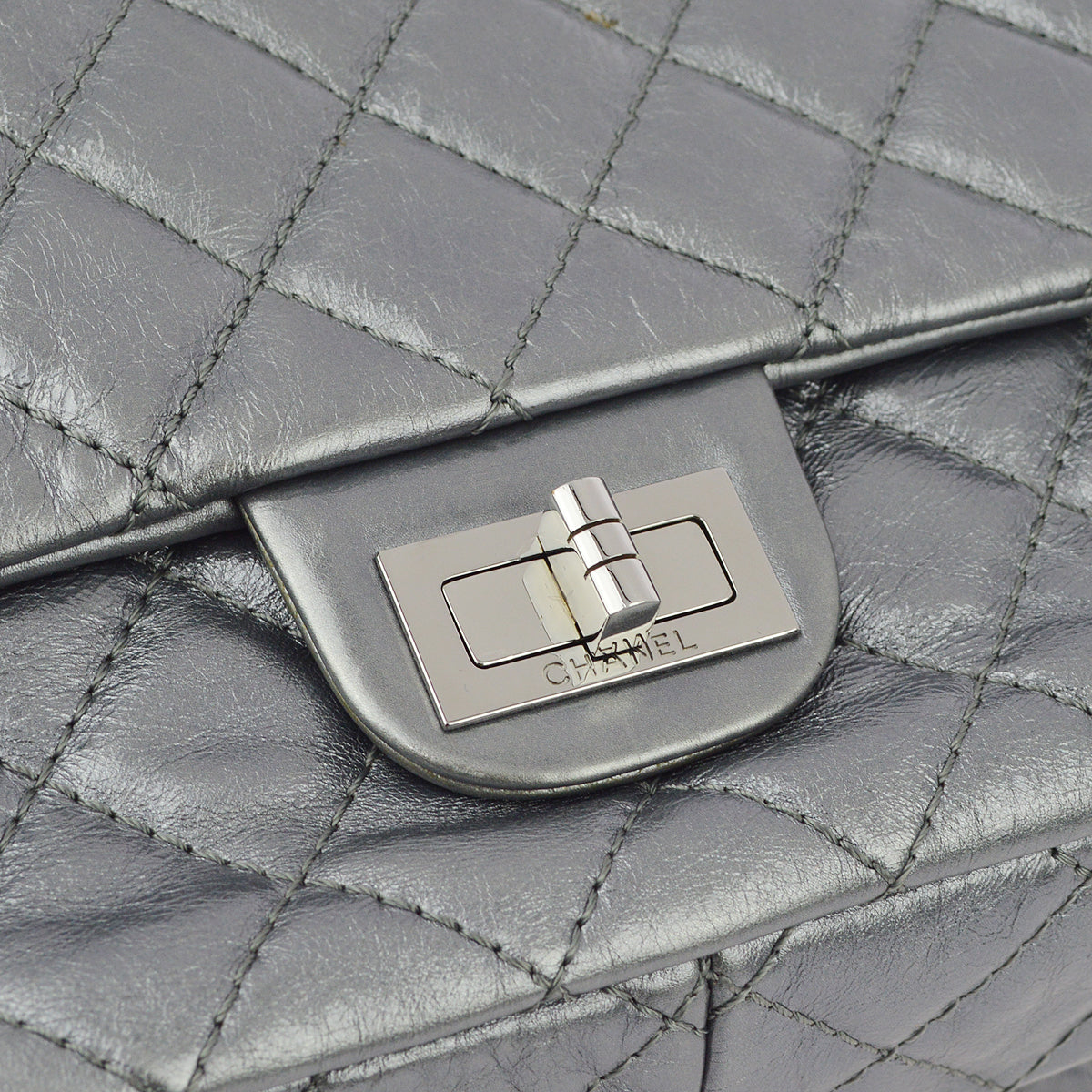 Luxury Chanel Silver Lambskin Mademoiselle Lock Shoulder Bag
