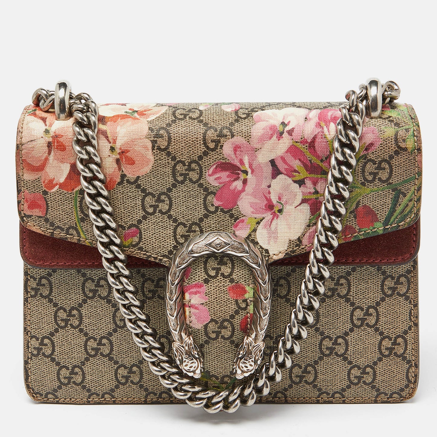Luxury Gucci Trending 2025 Multicolor GG Supreme Canvas and Suede Mini Blooms Dionysus Shoulder Bag