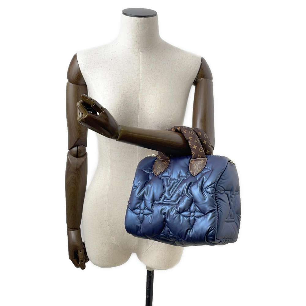LOUIS VUITTON Speedy Bandouliere Navy M21061 Recycled MetallicNylon Size 25