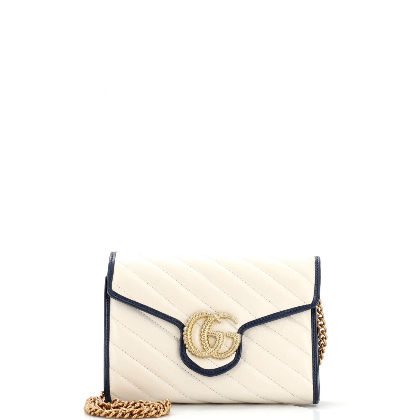 Luxury Gucci Trending 2025 GG Marmont Chain Wallet Diagonal Quilted Leather Mini