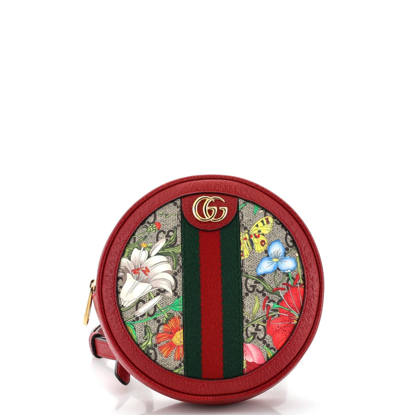 Luxury Gucci Trending 2025 Ophidia Round Backpack Flora GG Coated Canvas Mini