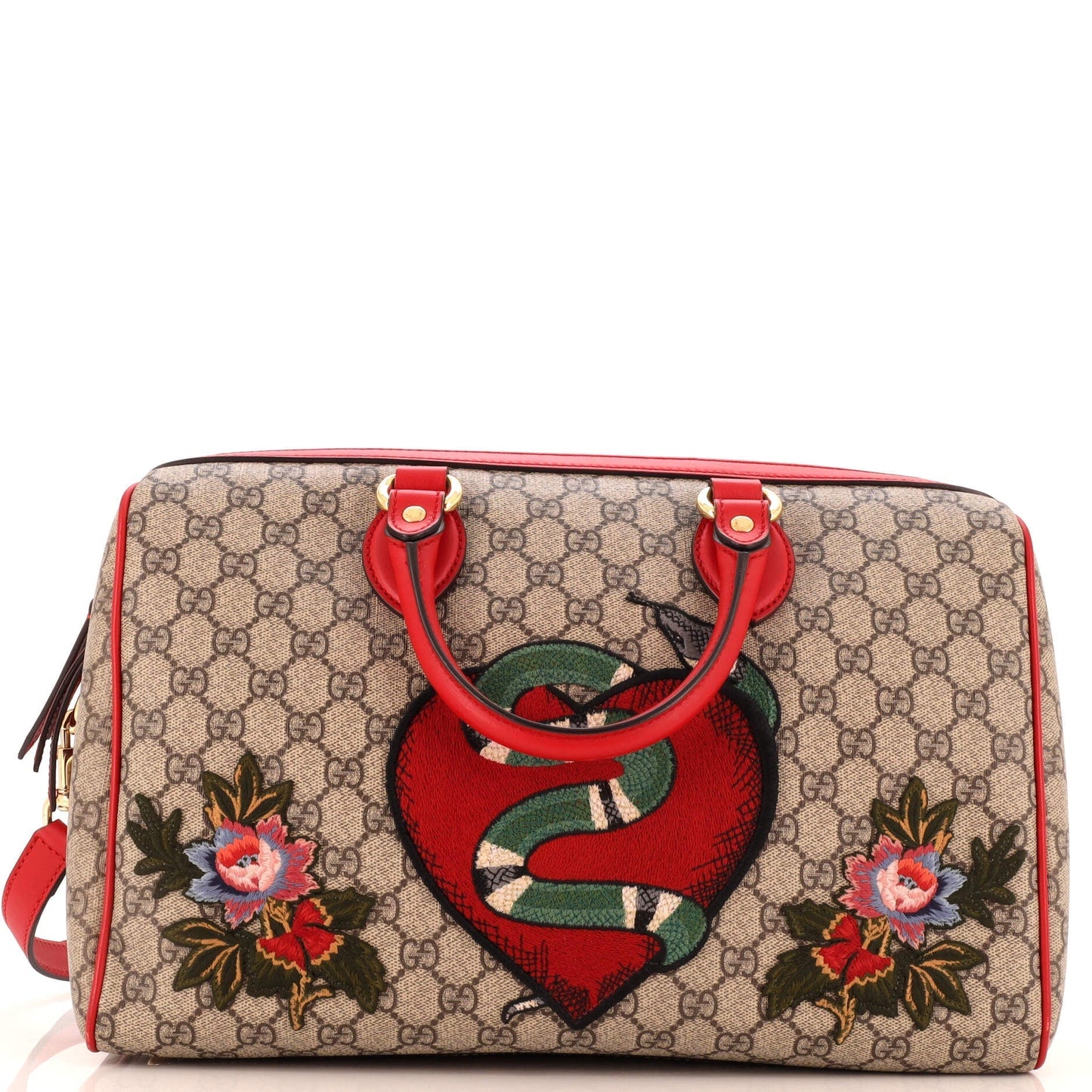 Luxury Gucci Trending 2025 Convertible Boston Bag Embroidered GG Coated Canvas Medium