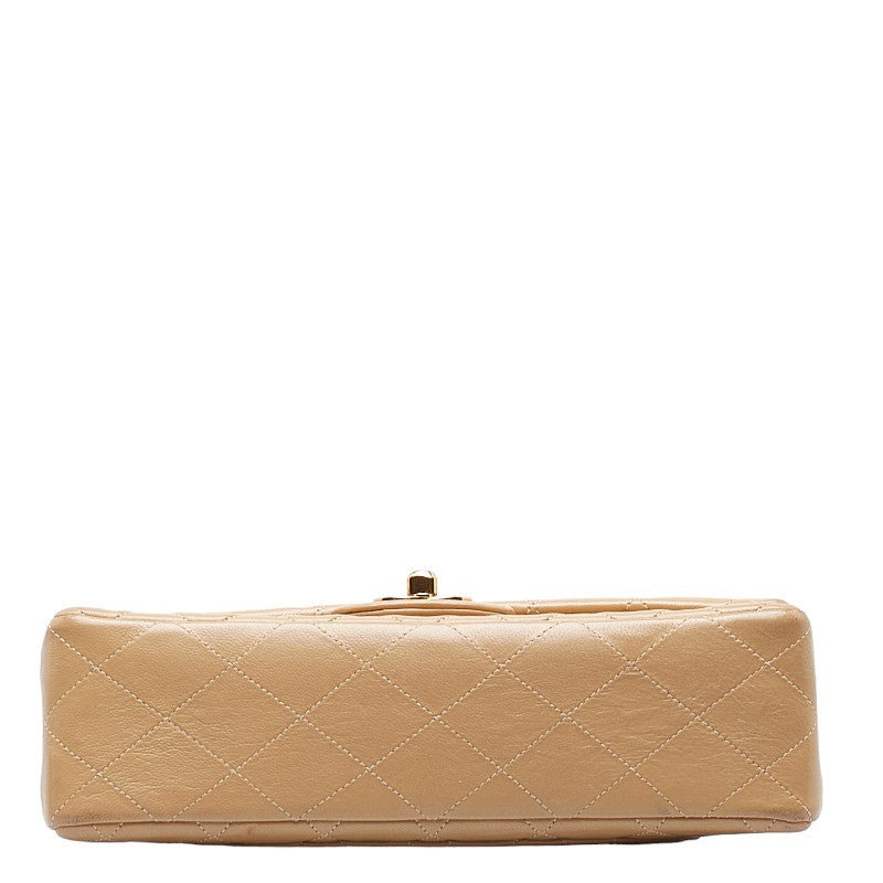 Chanel Mattrase 23 Coco Double Flap Chain Shoulder Bag Beige Leather CHANEL