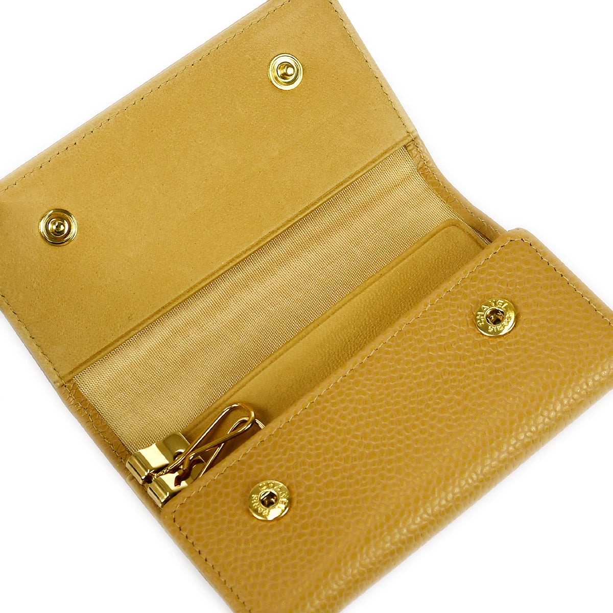 Luxury Chanel 2004-2005 Beige Caviar Timeless Key Case