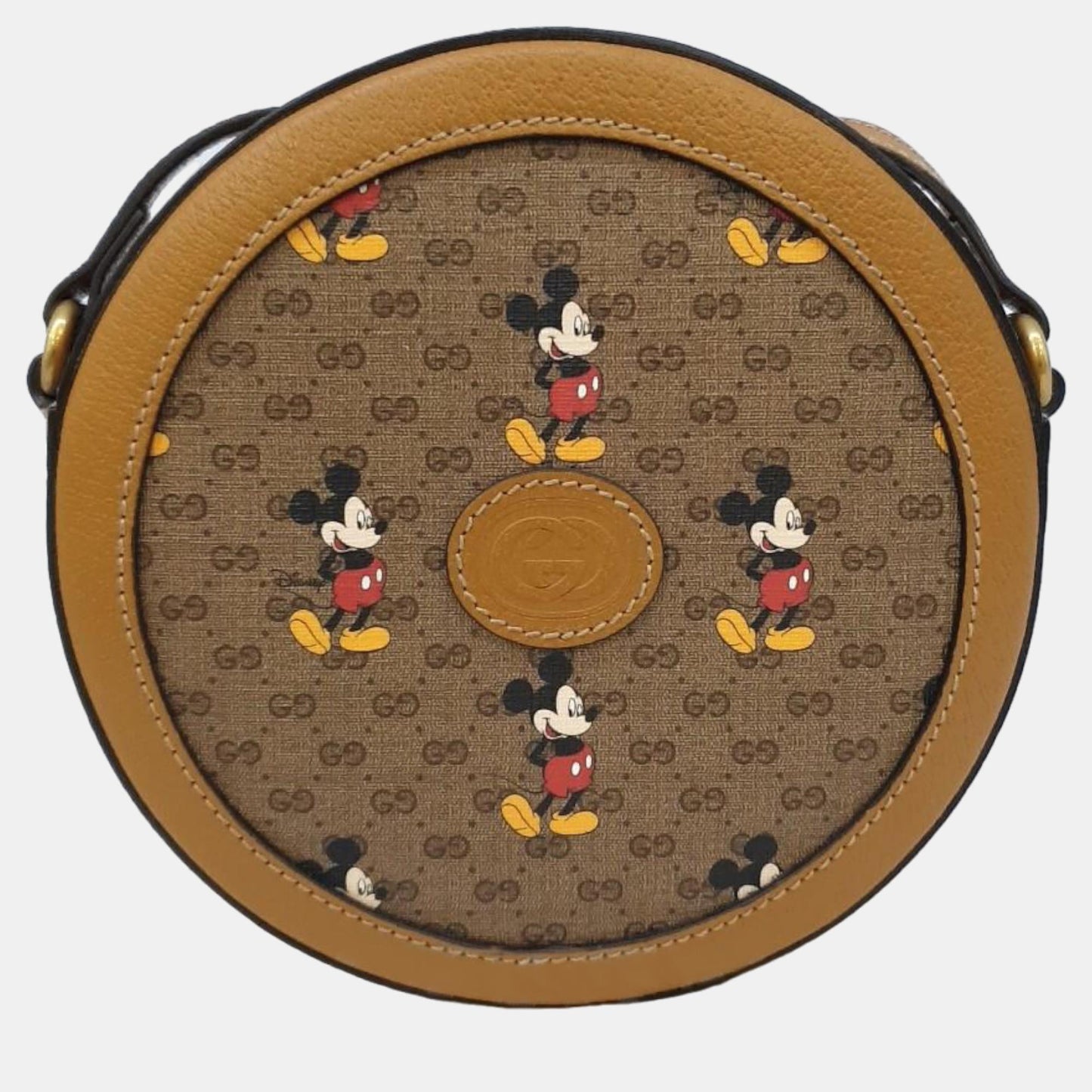 Luxury Gucci Trending 2025 Beige GG Canvas Disney Round Crossbody Bag