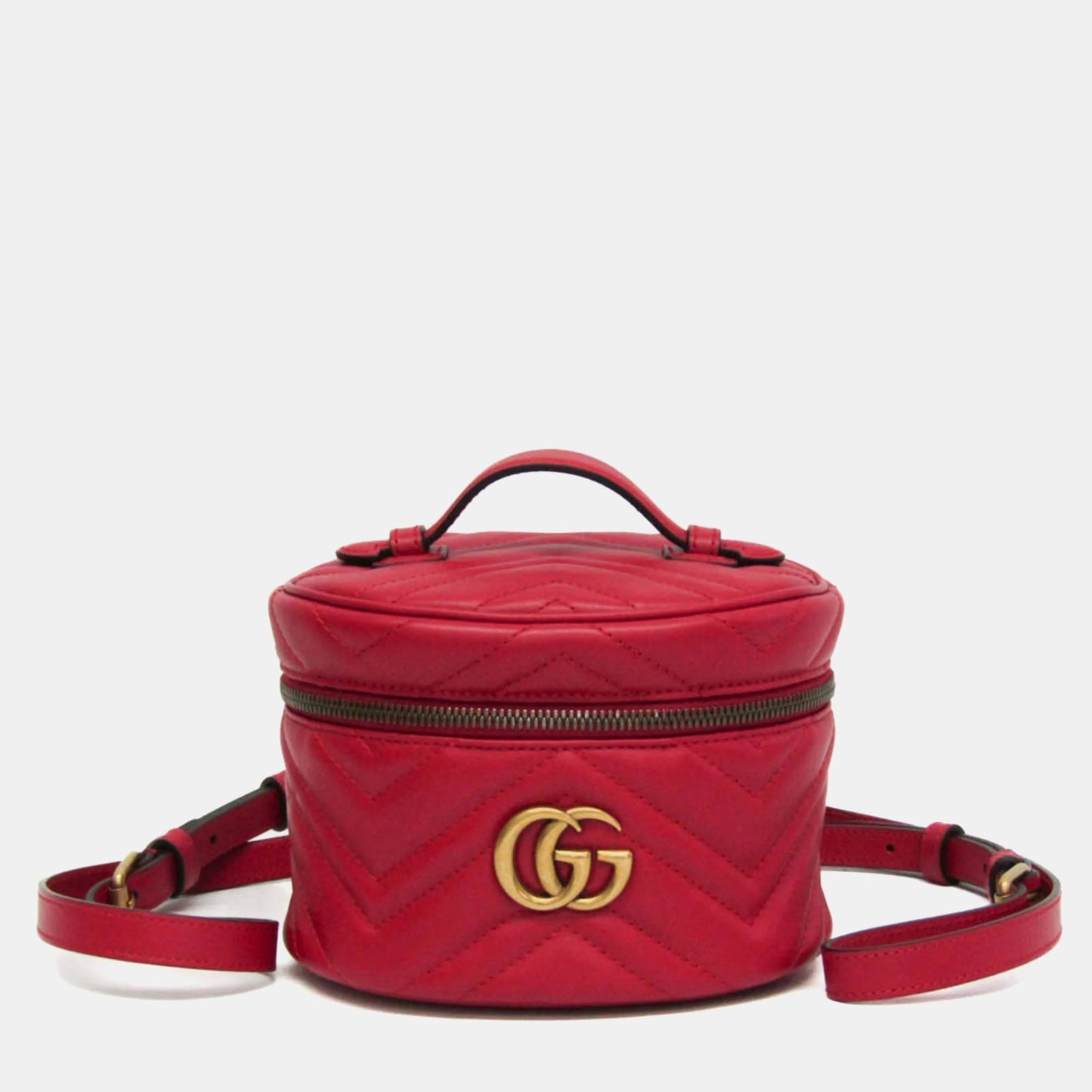 Luxury Gucci Trending 2025 Red Leather Mini GG Marmont Matelasse Backpack