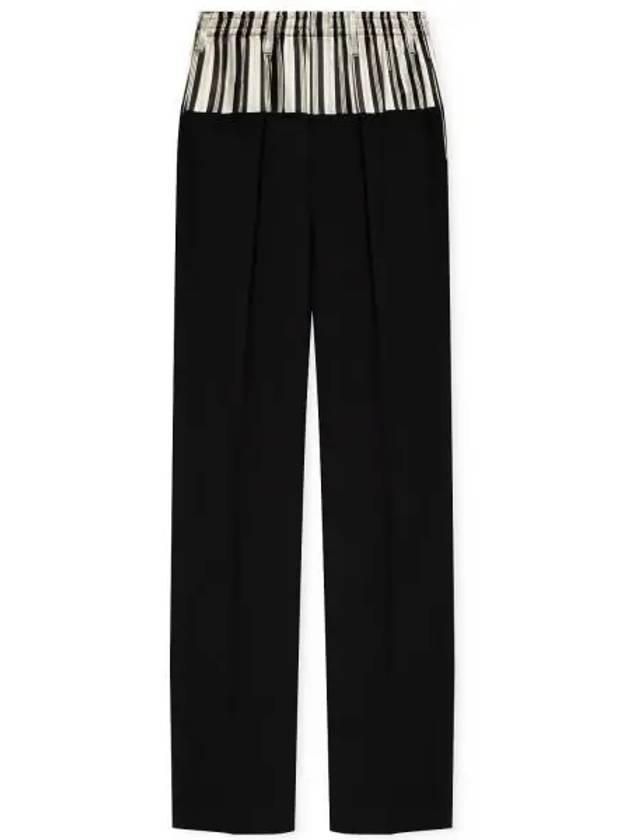 Luxury Fendi Wool Layered Wide Pants Black
