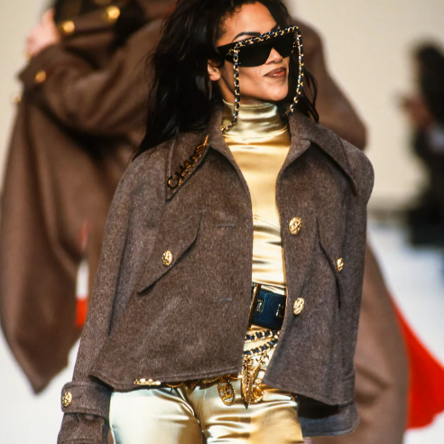 Luxury Chanel 1992 Fall Runway Chain Shield Sunglasses