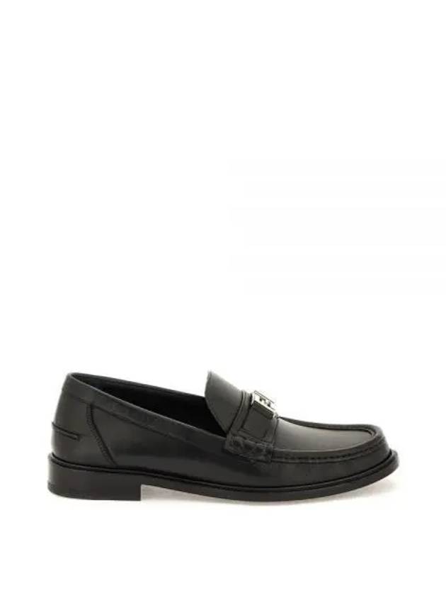 Luxury Fendi FF Square Leather Loafers Black