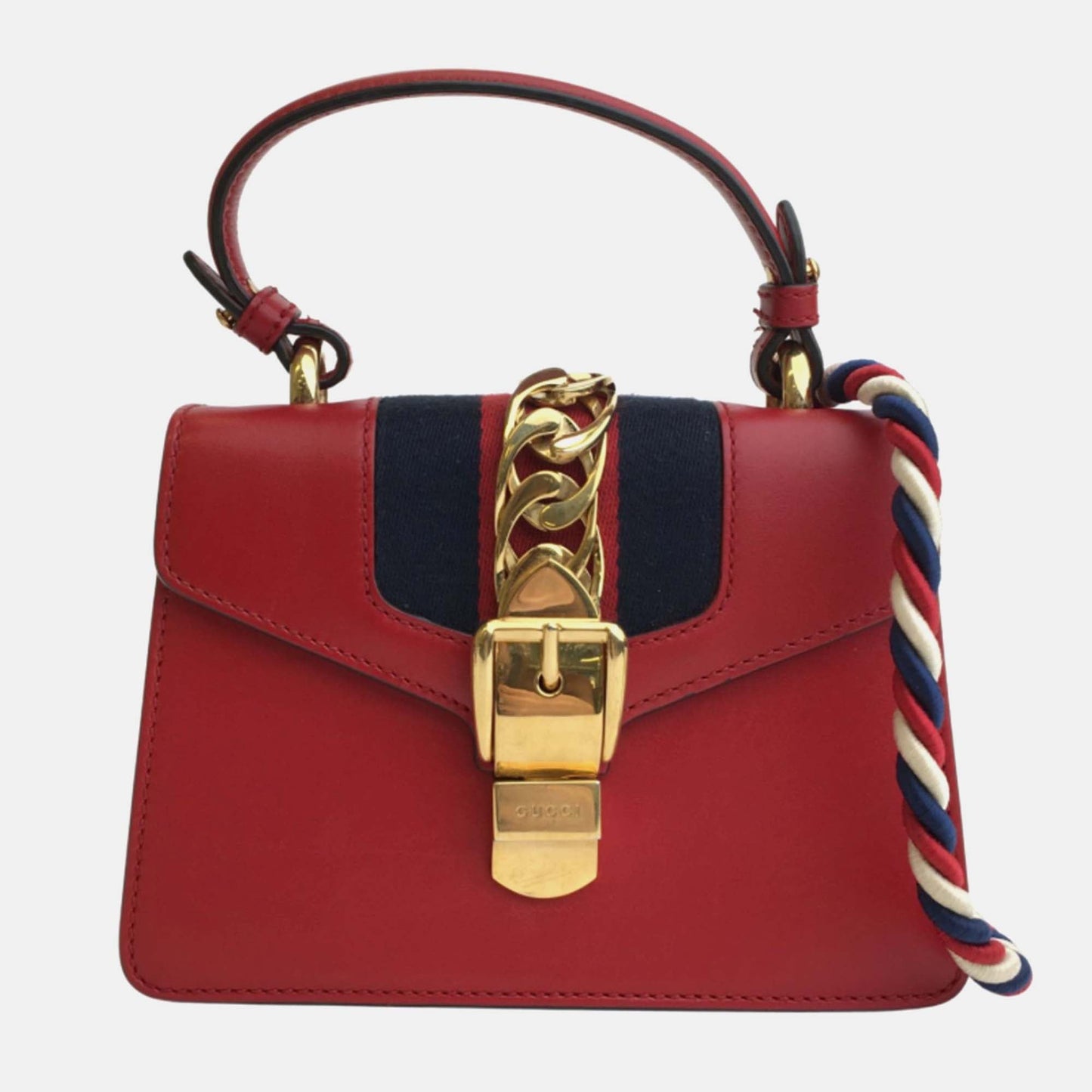 Luxury Gucci Trending 2025 Red Leather Mini Sylvie Shoulder Bag