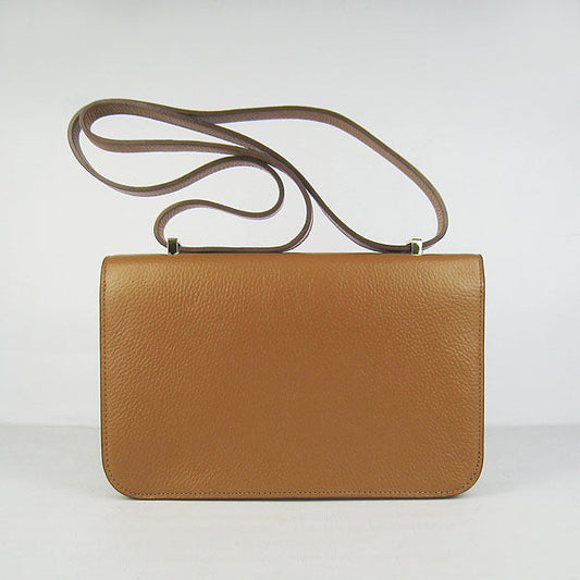 Luxury Hermes calf Leather Message Bag H020 light coffee golden
