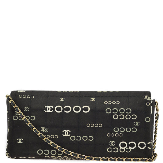 Chanel Black Canvas COCO East West Choco Bar Shoulder Bag