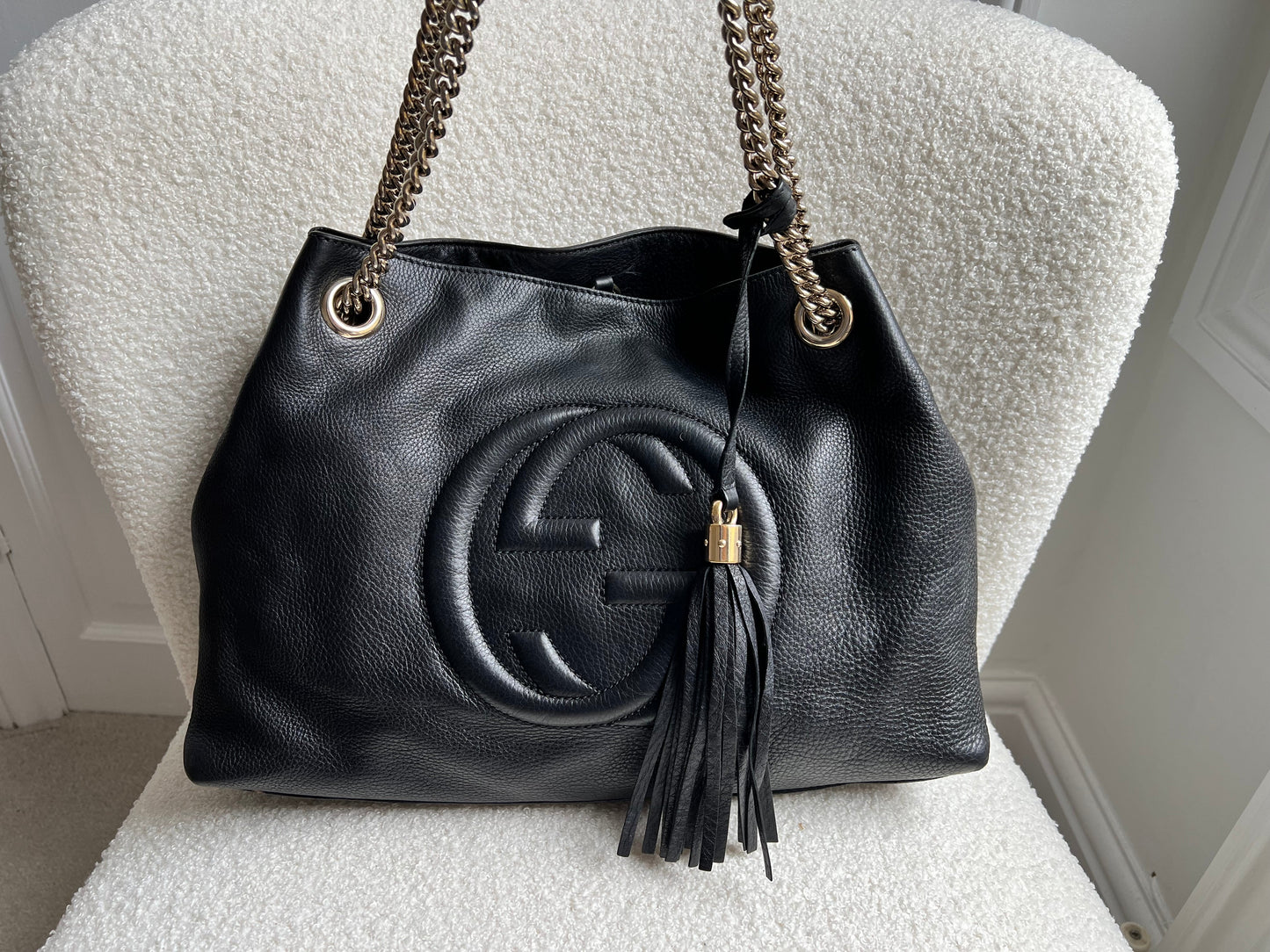 Luxury Gucci Trending 2025 Black Soho Chain Tote