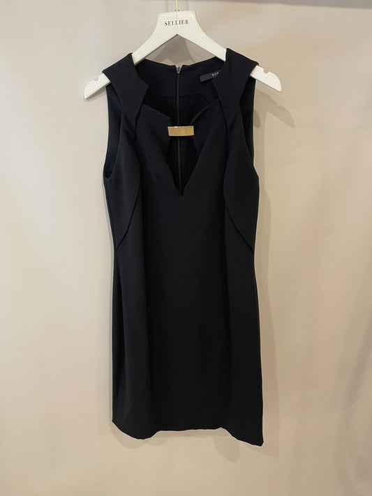 Luxury Gucci Trending 2025 Black Silk Sleeveless Dress with Gold Logo Detail Size IT 38
