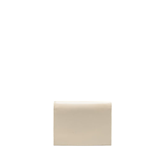 Saint Laurent/YSL Cassandra Chain Wallet Calfskin White GHW
