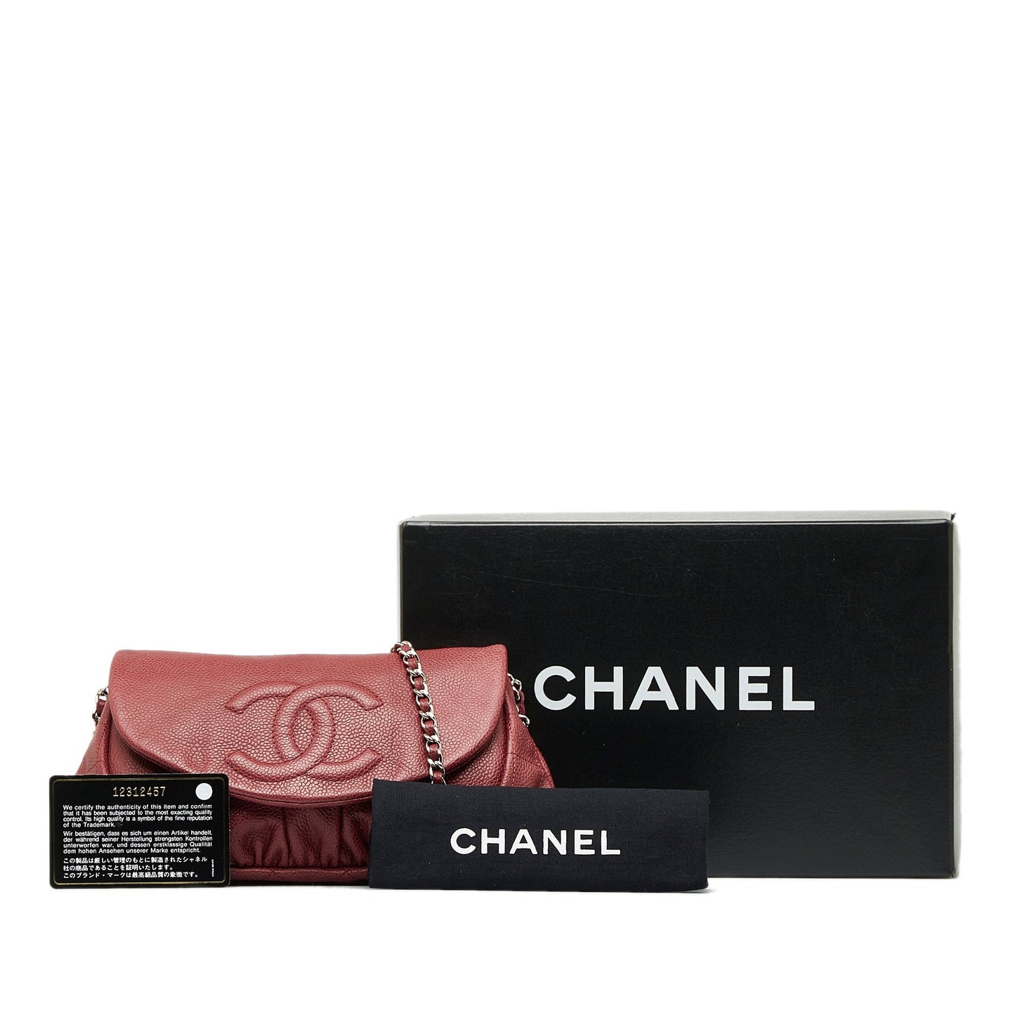 CHANEL Caviar CC Half Moon Flap Crossbody Bag
