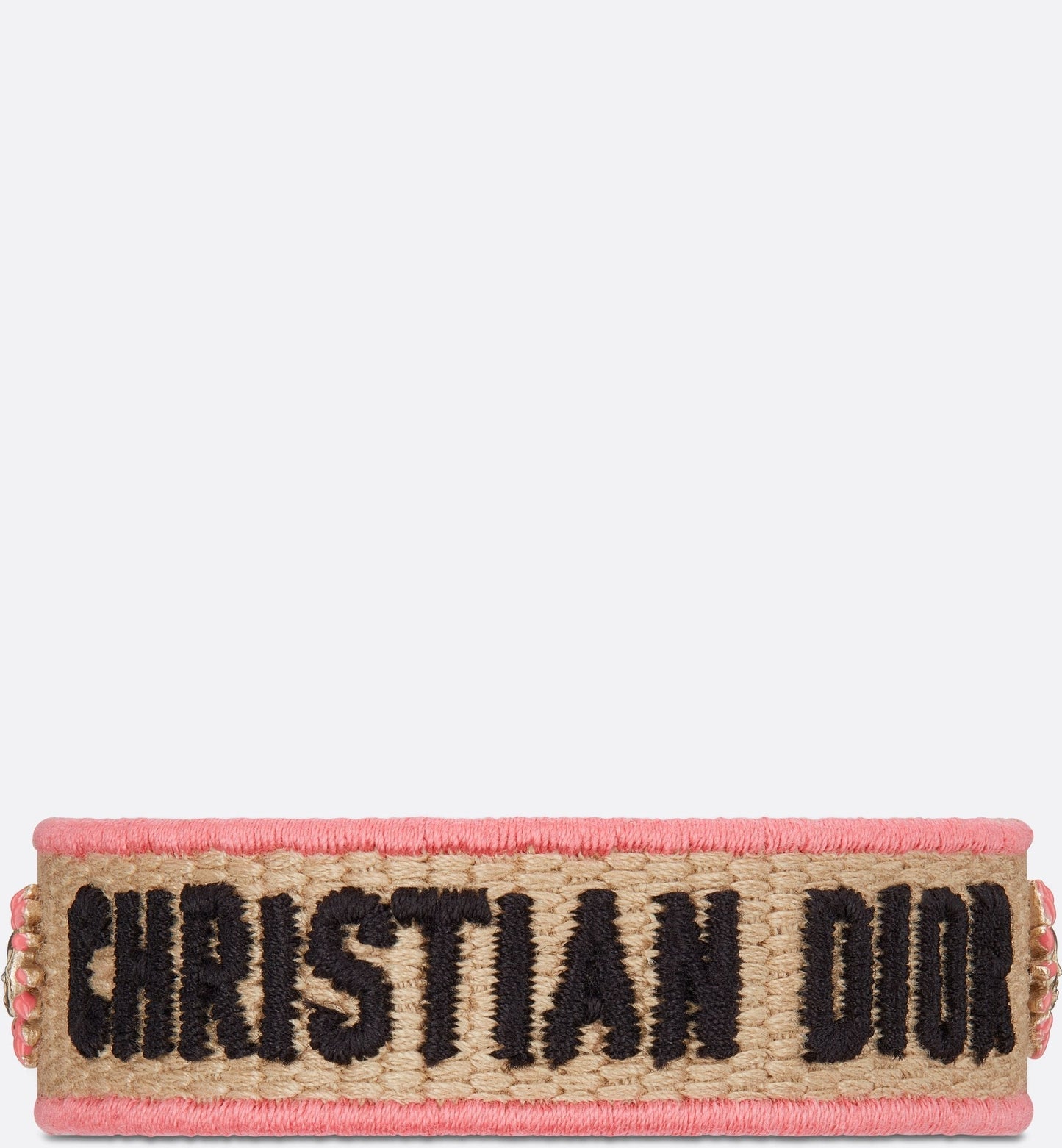 Luxury Dioriviera Christian Luxury Dior Bracelet Natural Raffia Effect Cotton, Gold-Finish Metal And Candy Pink Lacquer