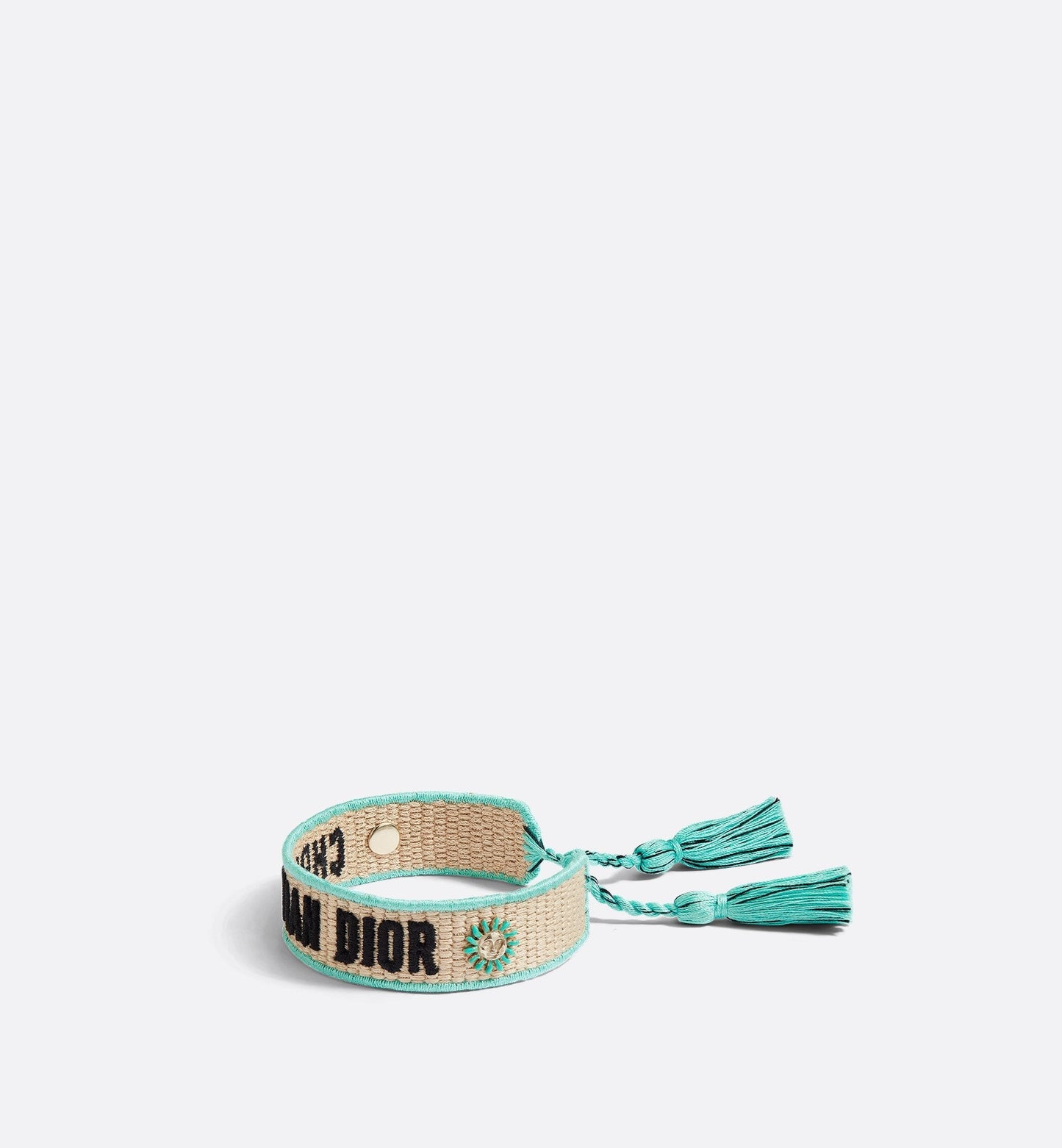 Luxury Dioriviera Christian Luxury Dior Bracelet Natural Raffia Effect Cotton, Gold-Finish Metal And Aquamarina Lacquer