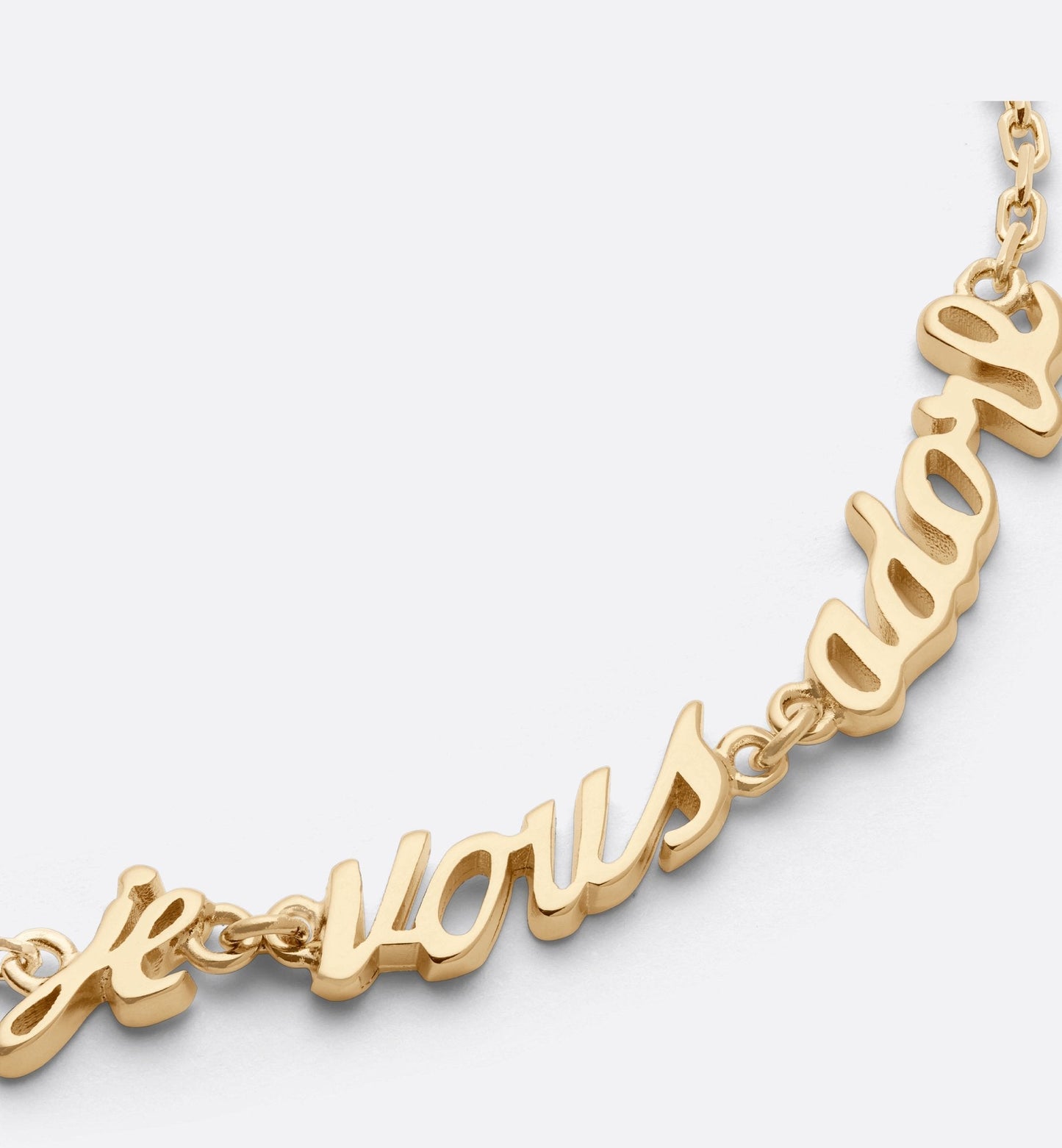 Luxury Dioramour Je Vous Adore Bracelet Gold Finish Metal With White Resin Pearl And Red Lacquer