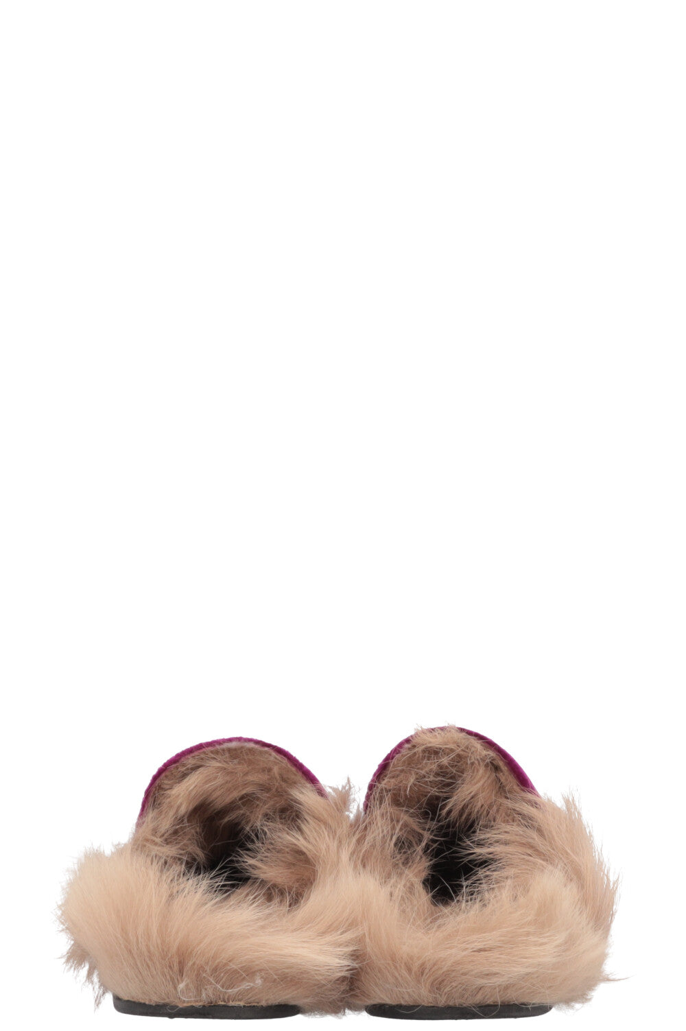 Luxury Gucci Trending 2025 Princetown Fur Mules Fuchsia Velvet