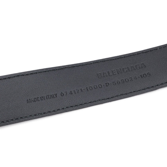 Balenciaga BB Hourglass Large Black Leather Belt 105