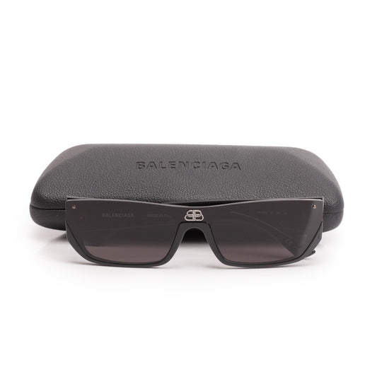 Balenciaga BB0080S Black Acetate BB Rectangular Shield Sunglasses