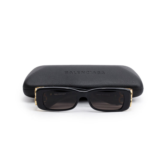 Balenciaga BB0096S Dynasty Black Acetate Rectangle Sunglasses
