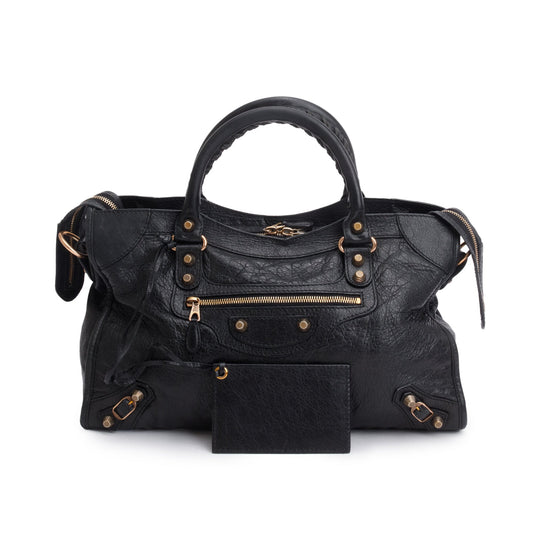 Balenciaga Black Agneau Leather Giant 12 City Bag