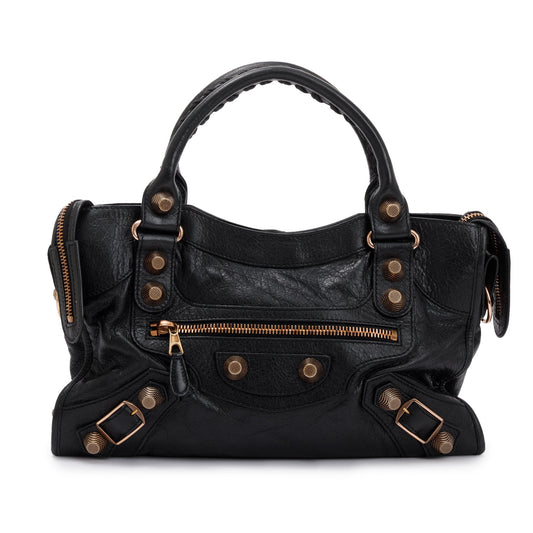 Balenciaga Black Distressed Arena Leather Giant 21 City Bag