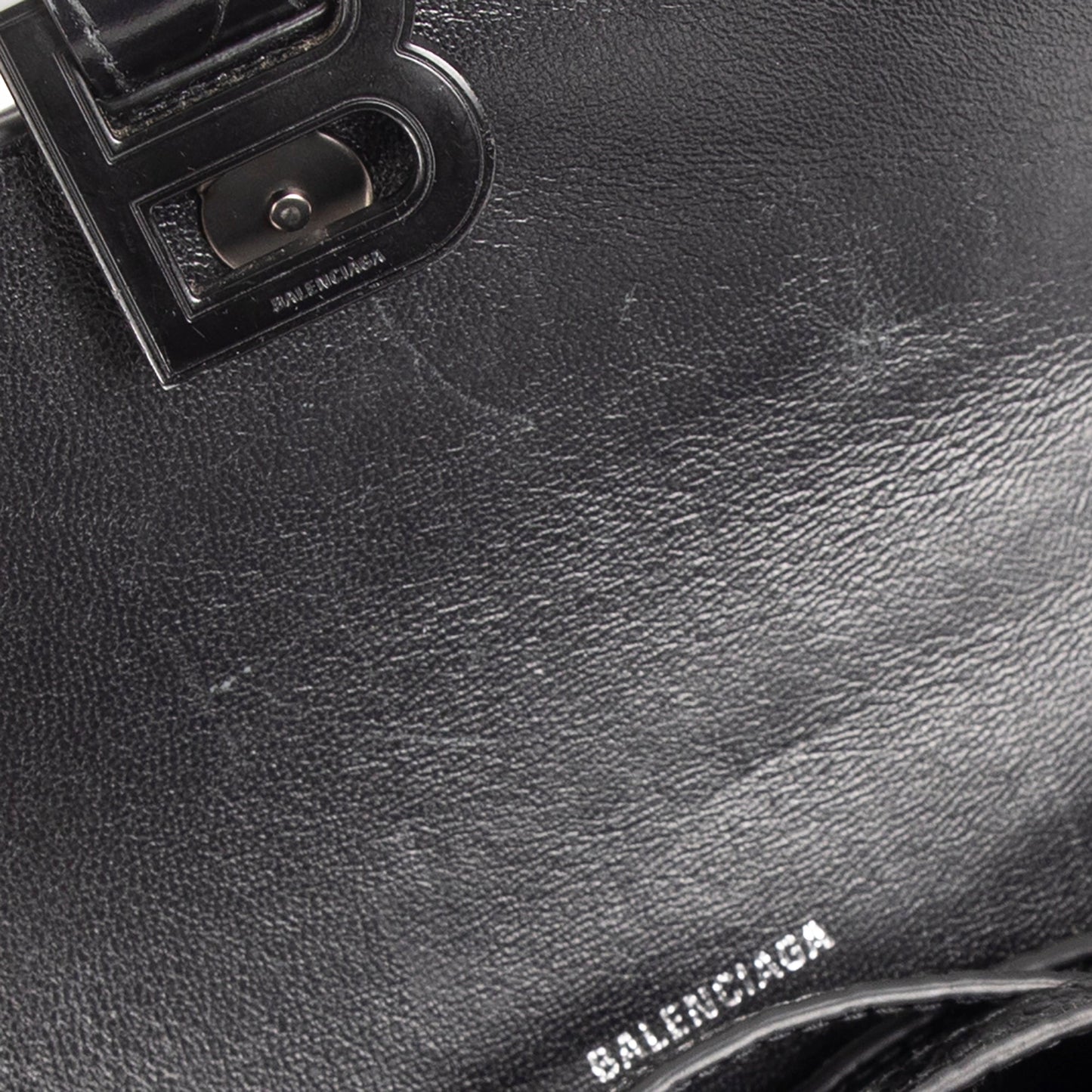 Balenciaga Croc-Embossed Graffiti Hourglass XS Top Handle Bag