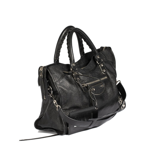 Balenciaga Motocross Classic Silver City Bag