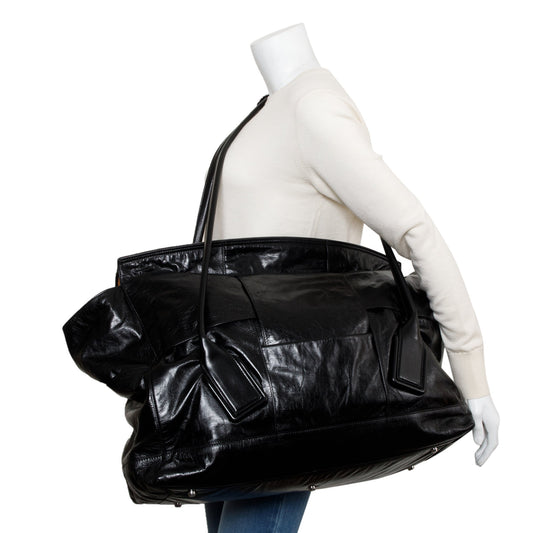 Bottega Veneta Black Maxi Intrecciato Leather Large Arco Slouch Bag