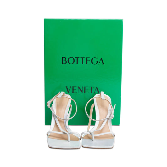 Bottega Veneta Silver Iridescent Nappa Stretch Strap Sandals, Size 37.5