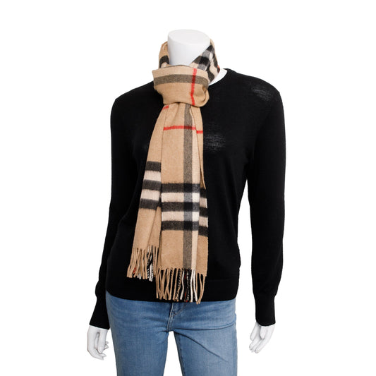 Burberry Beige Giant House Check Cashmere Scarf