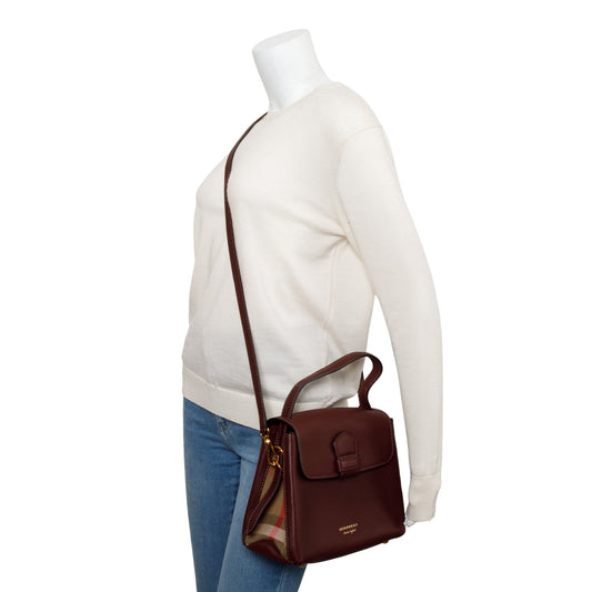 Burberry Burgundy Calfskin Small Camberley Bag