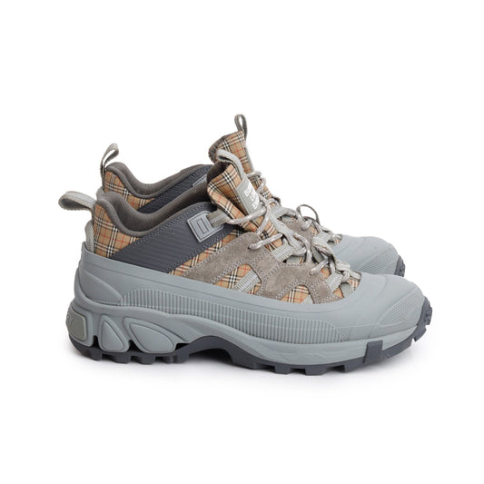 Burberry Grey Rubber House Check Canvas Arthur Sneakers, Size 39