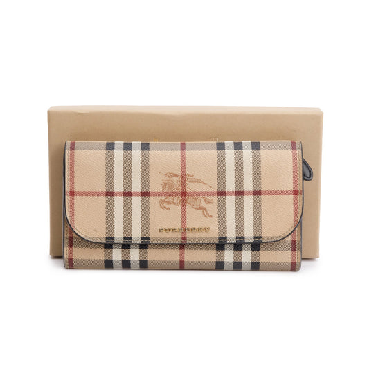 Burberry Haymarket Check Coated Canvas Harris Long Wallet