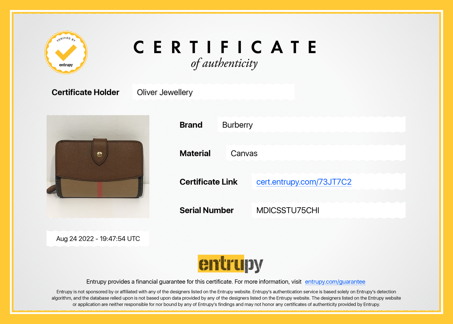 Burberry Leather Trim House Check Hampstead Tab Wallet