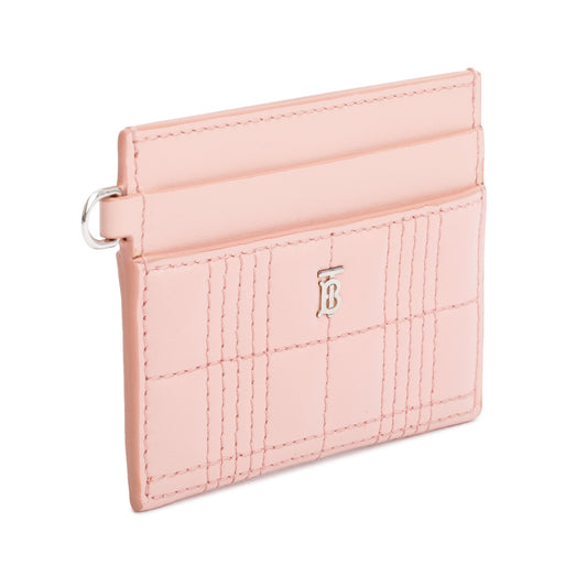 Burberry Pink Calfskin Leather TB Card Holder