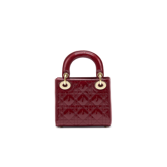 Luxury Dior Lady Luxury Dior Mini Patent Leather Red GHW
