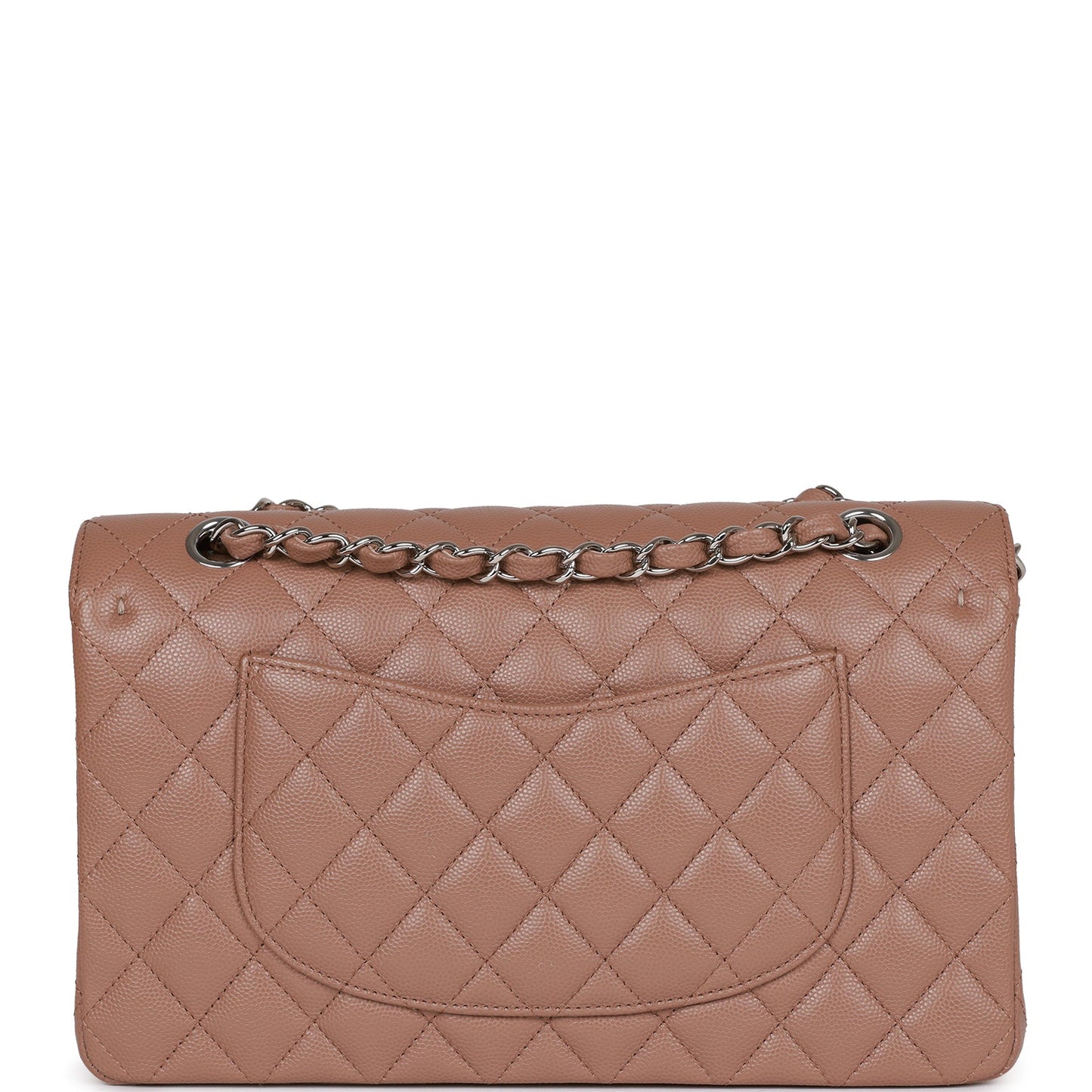 Luxury Chanel Medium Classic Double Flap Bag Beige Caviar Silver Hardware