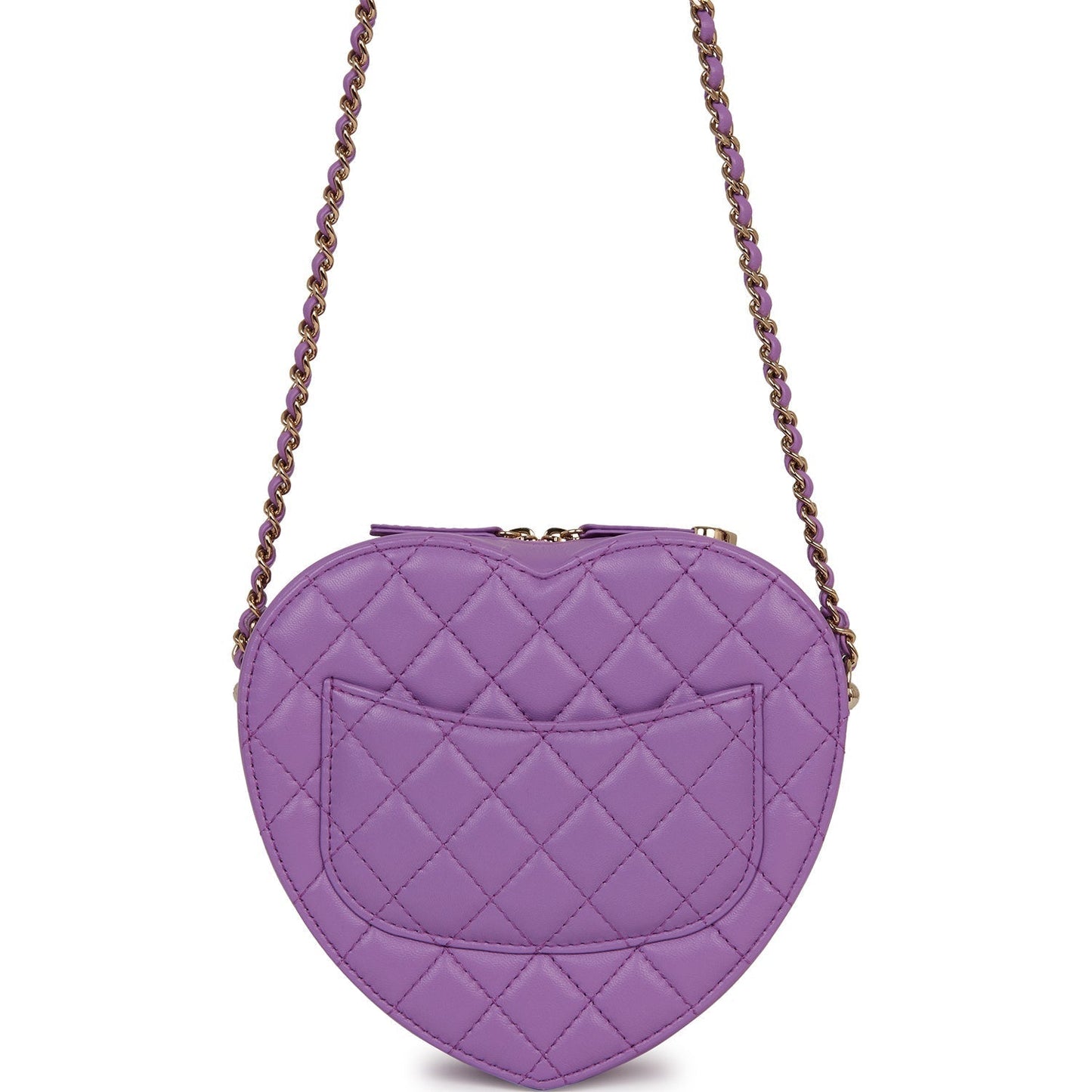 Chanel CC In Love Large Heart Bag Purple Lambskin Light Gold Hardware