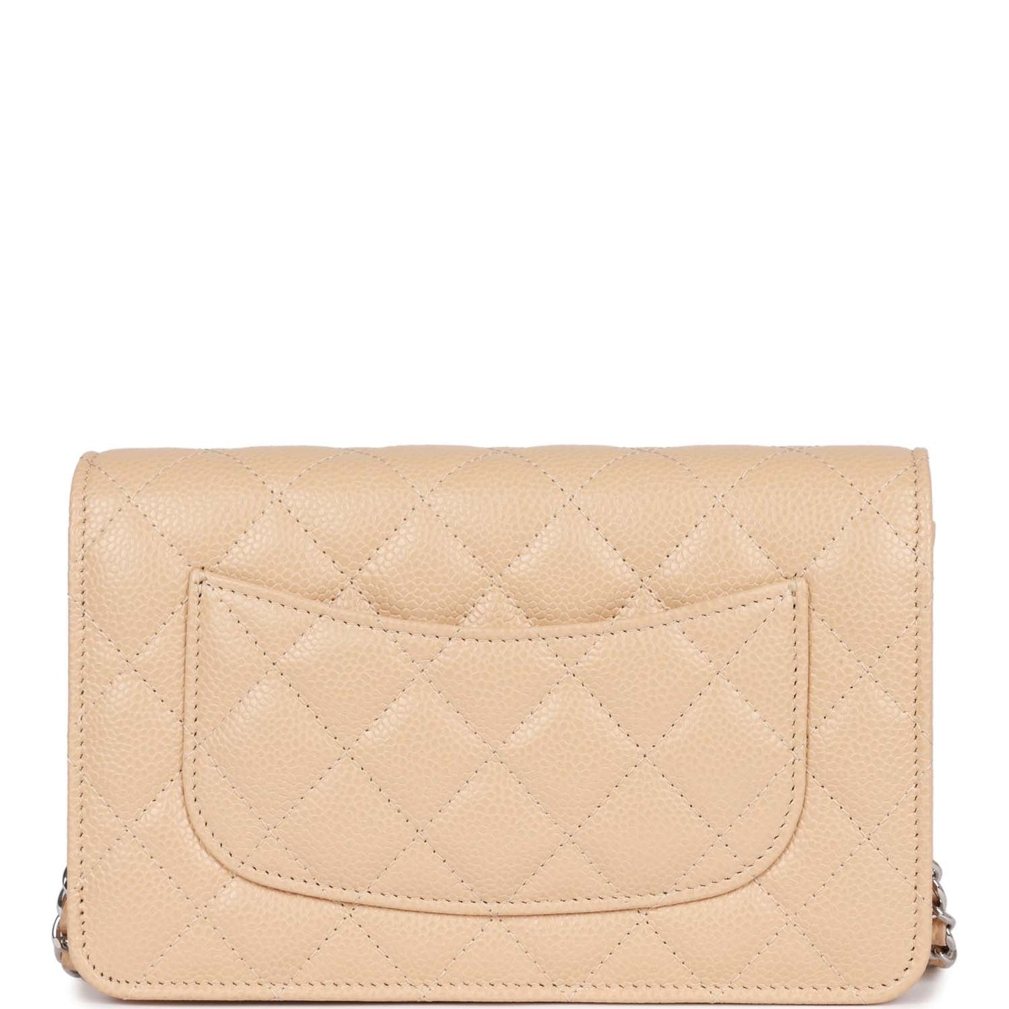 Luxury Chanel Wallet on Chain WOC Beige Caviar Silver Hardware