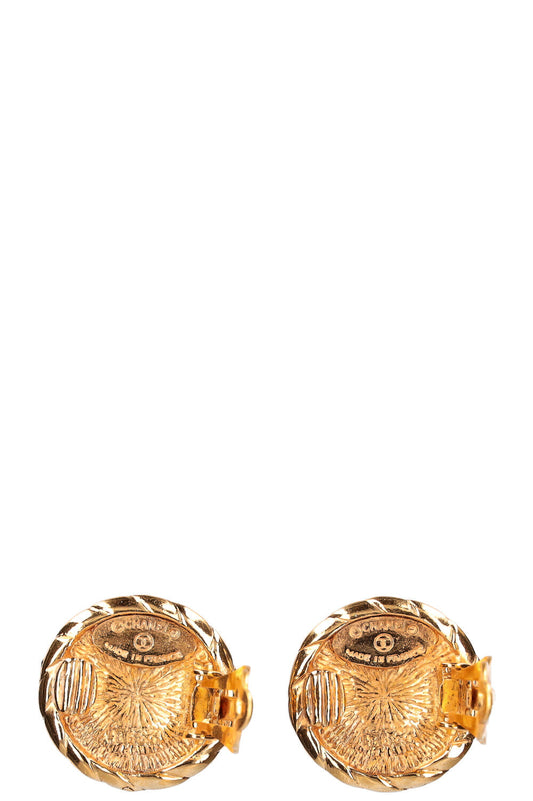 CHANEL Vintage Button Clip Earrings 95P