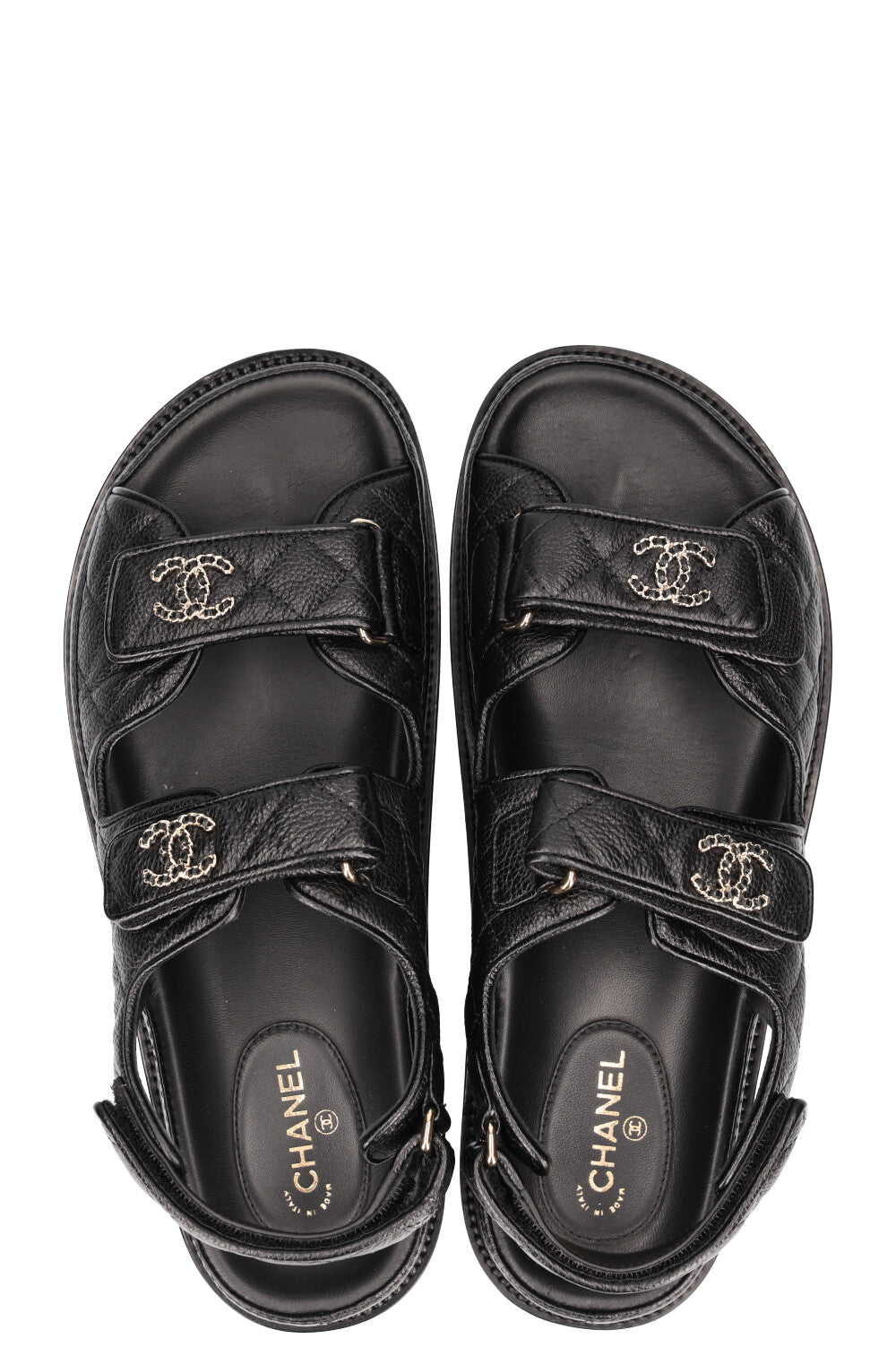 CHANEL Dad Sandals Caviar Black