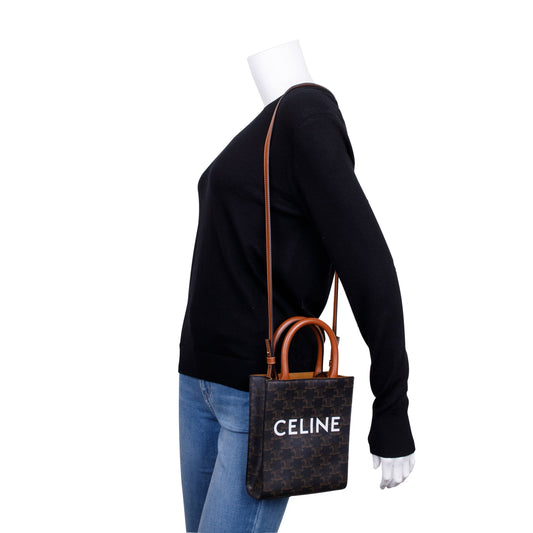 Celine 2021 Triomphe Canvas Mini Vertical Cabas Tote