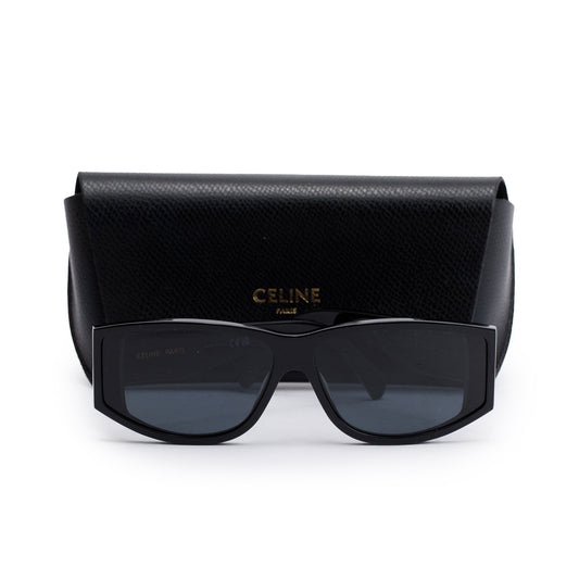 Celine CL40227U Black Acetate Triomphe Rectangular Sunglasses